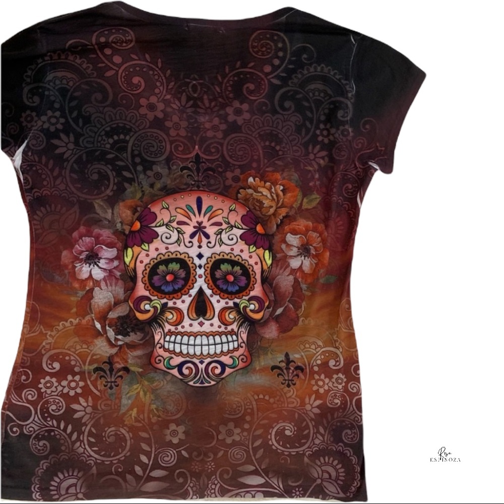 Skull women large shirt with sequins
